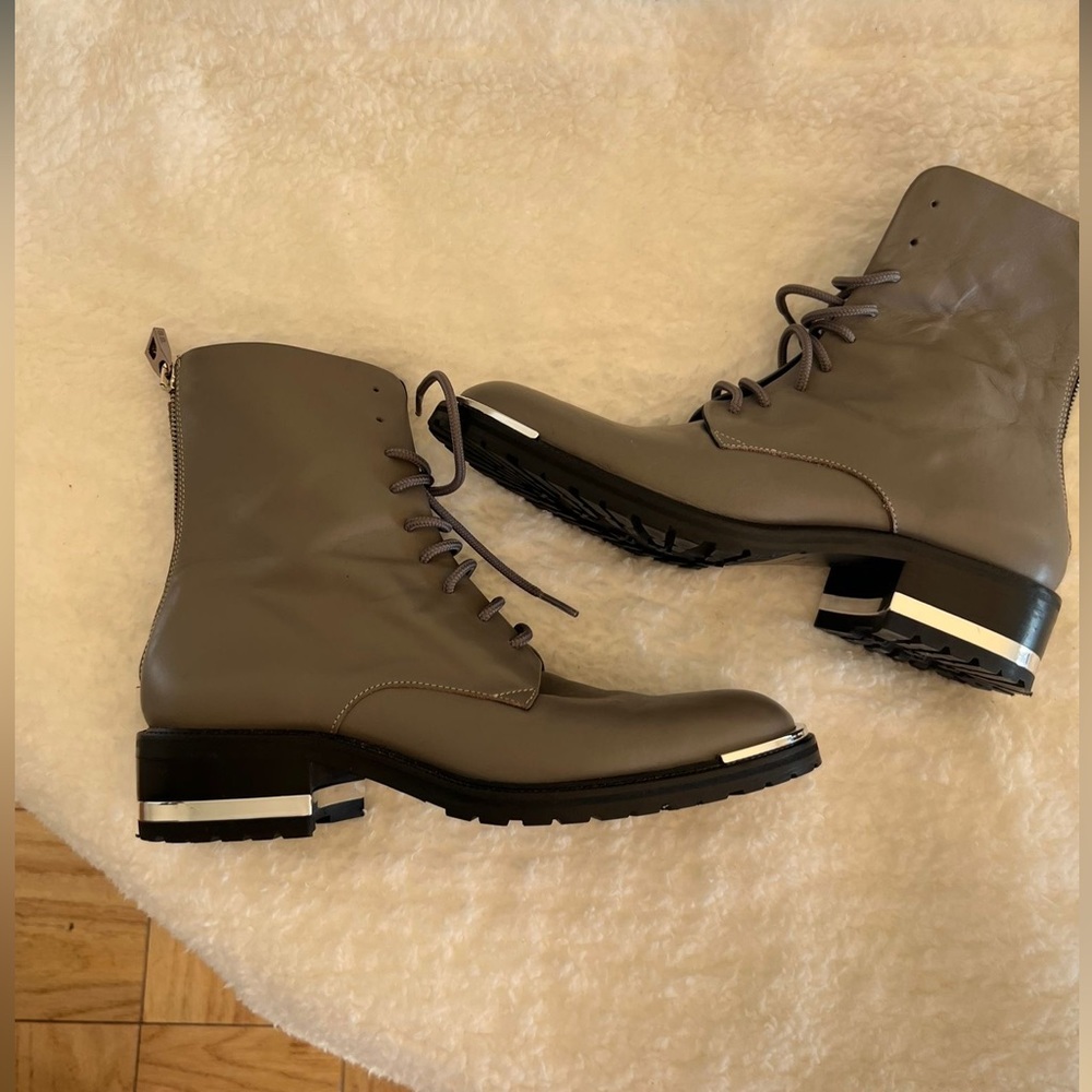 Barbara Bui Italian Leather Moto Biker Boots Ankle Lace
